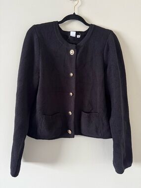 Women’s Black Knit Button-Front Sweater